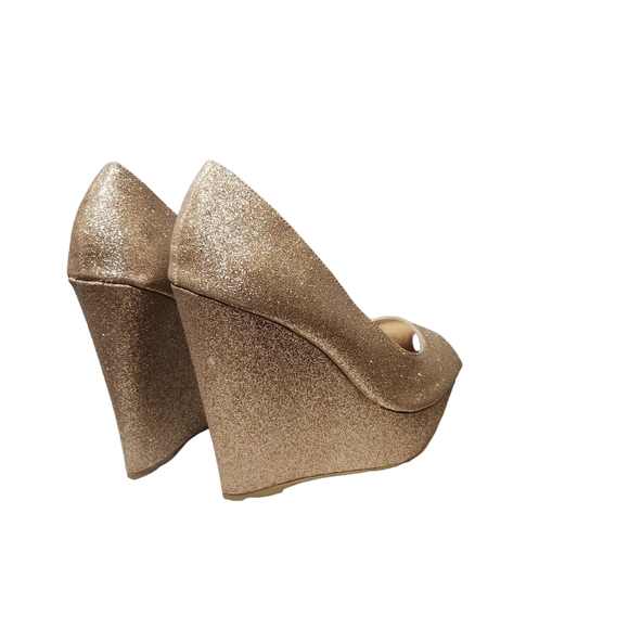 DEB platform wedge sparkly gold size 10 - Picture 9 of 13